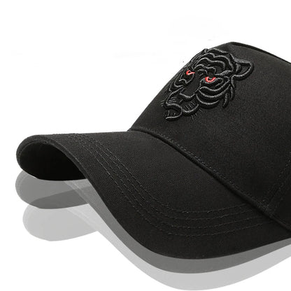 Black Tiger Embroidered Cotton Snapback Baseball Hat