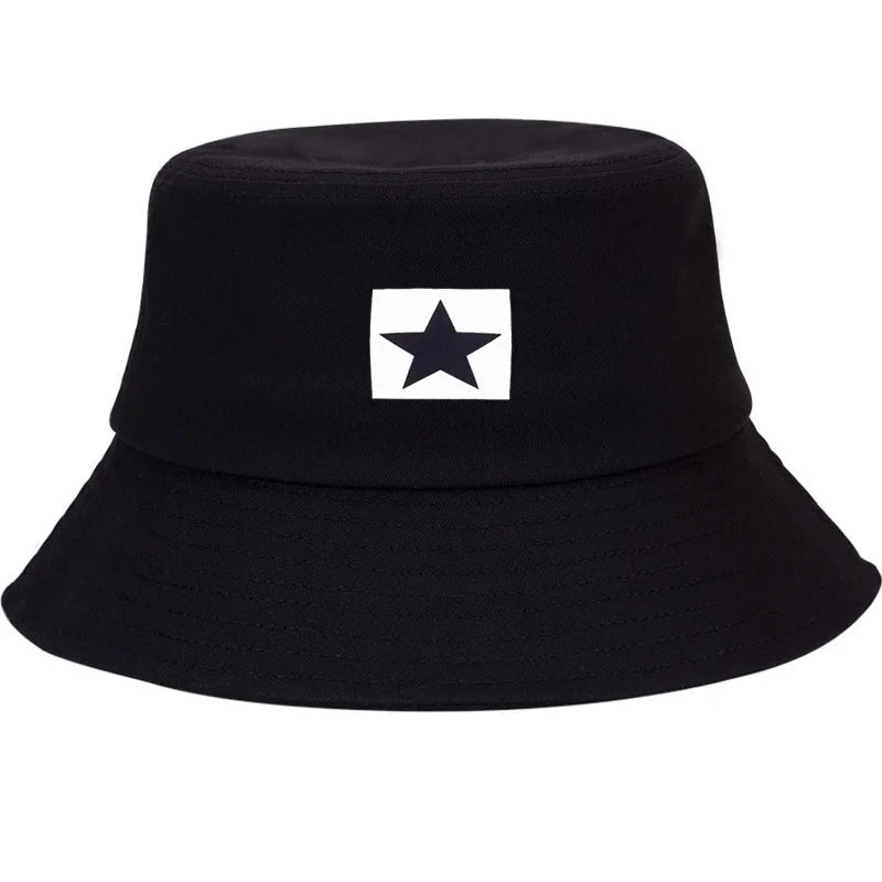 Five Pointed Star Print Cotton Bucket Hat