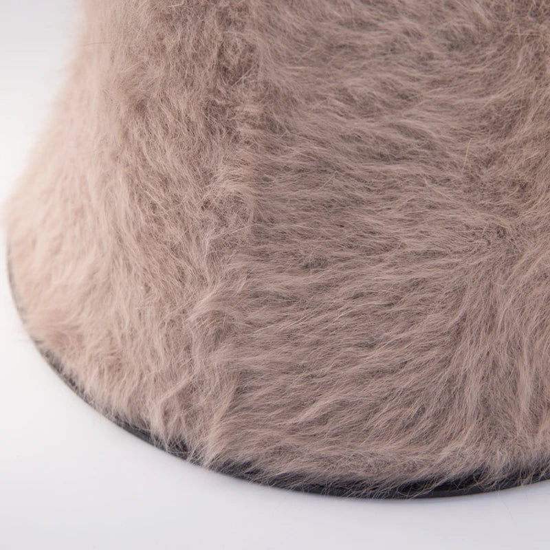Faux Fur Plush Cloche Bucket Hat
