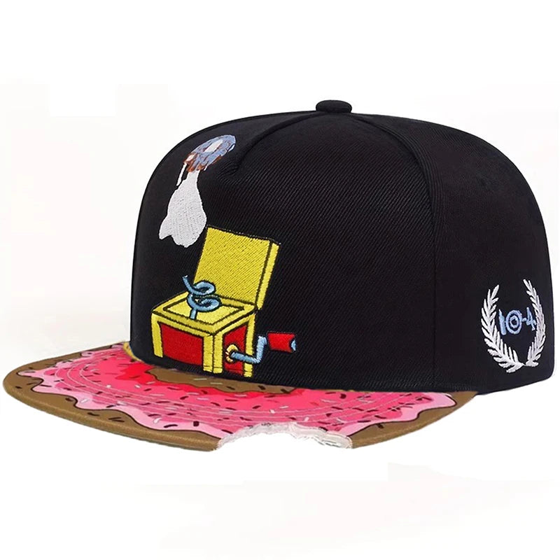 Doughnut Record Flat Brim Snapback Cap