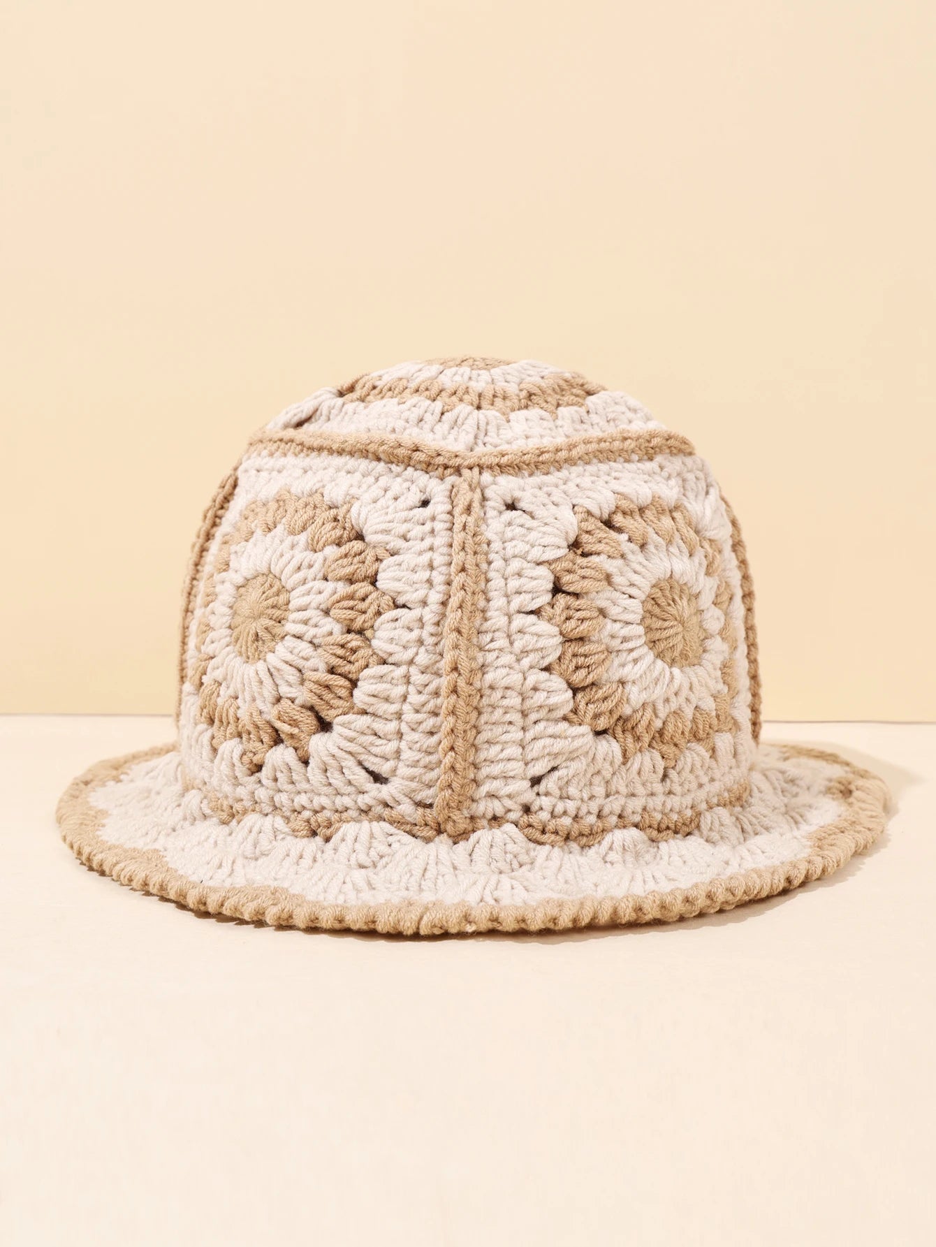 Handmade Vintage Geometric Crochet Bucket Hat