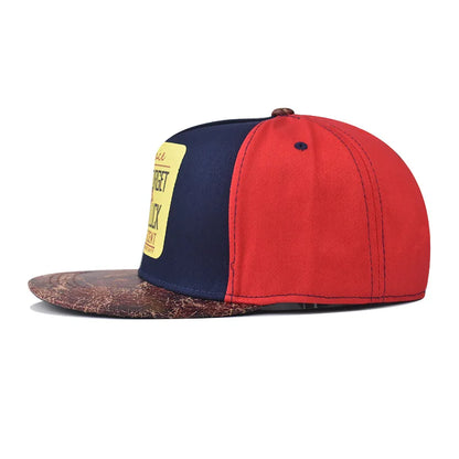 PU Pattern High Quality Flat Brim Snapback Cap