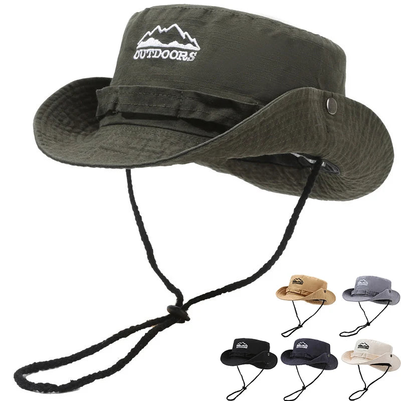 Letter Embroidery Wide Brim Outdoor Bucket Hat