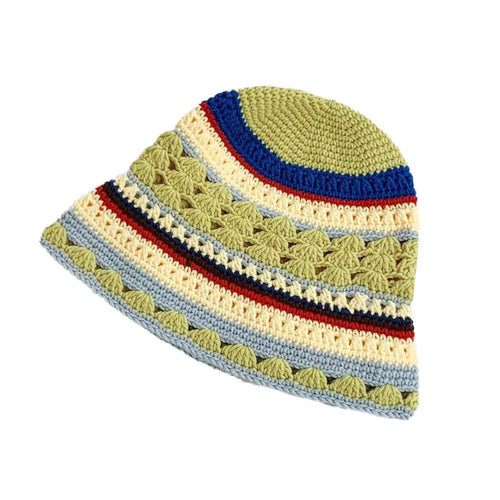 Handmade Striped Breathable Knit Bucket Hat