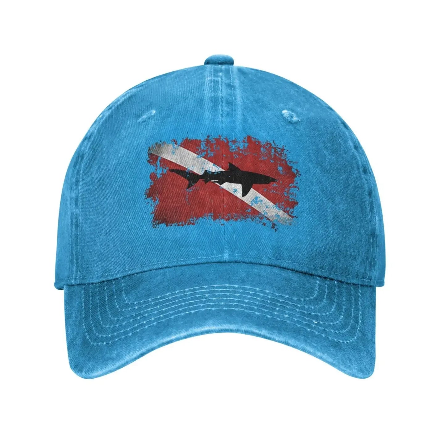 Vintage Shark Scuba Dive Flag Retro Sports Denim Cap