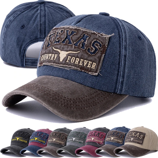 Washed Texas Letter Embroidered Baseball Cap