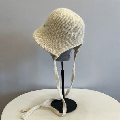 Wool Blend Back Notch Knitted Bucket Hat
