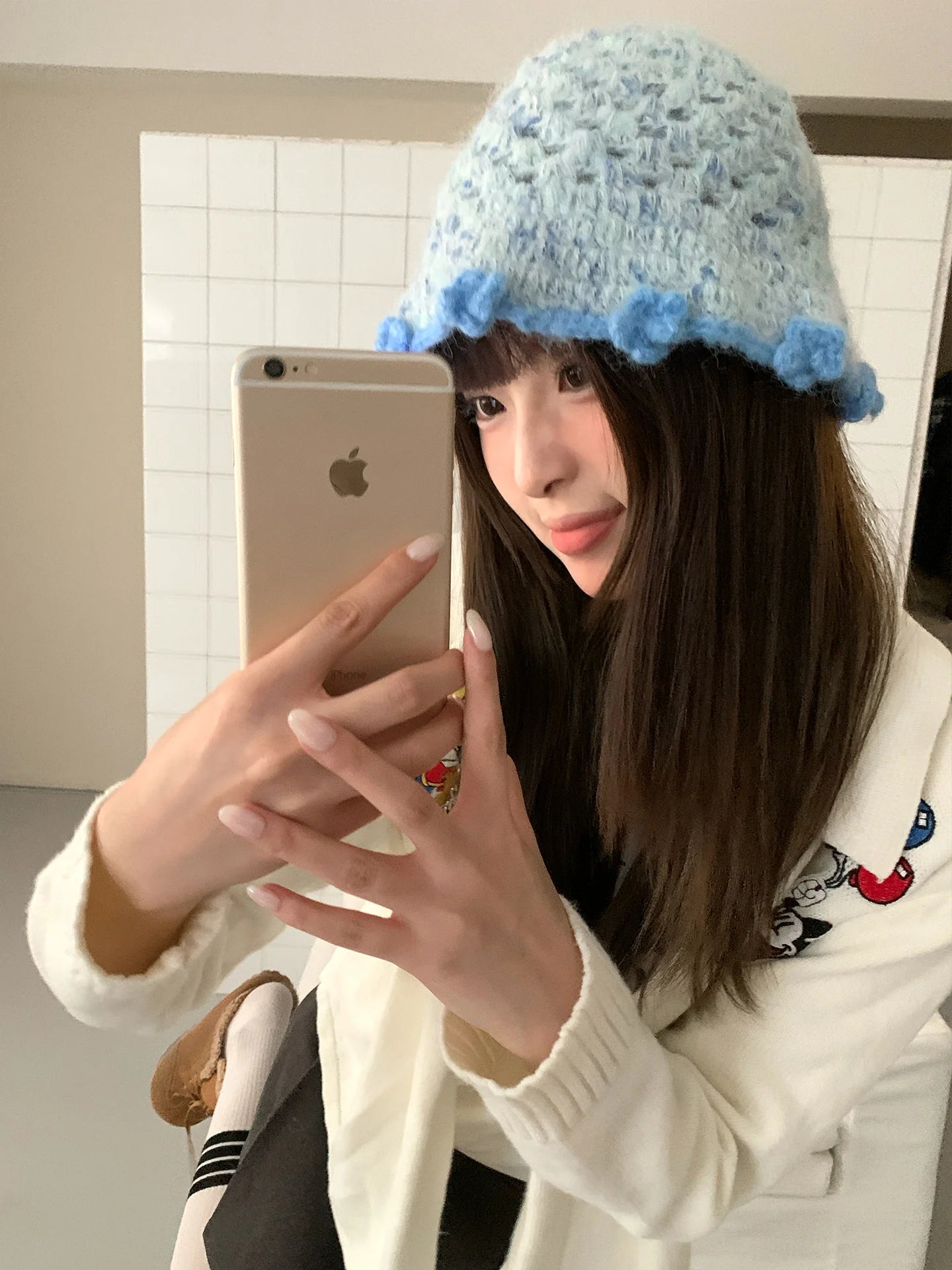 Women's Openwork Knitted Wool Bucket Hat