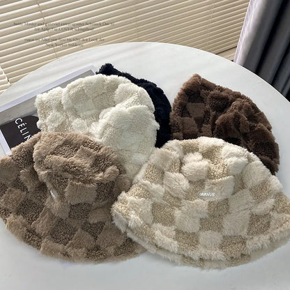 Warm Sheepskin Versatile Autumn Winter Bucket Hat
