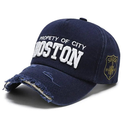 Boston Side Embroidered Hole Duckbill Baseball Cap