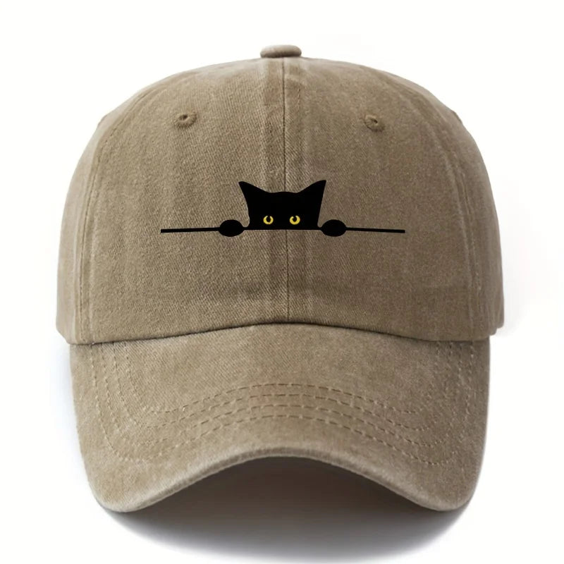 Retro Cartoon Cat Printed Adjustable Baseball Cap