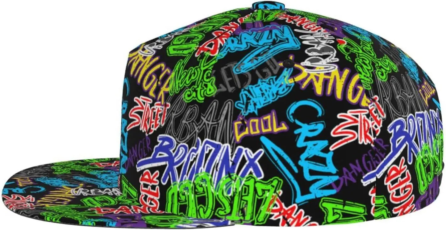 Funny Graffiti Adjustable Flat Bill Snapback Baseball Hat