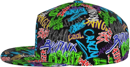 Funny Graffiti Adjustable Flat Bill Snapback Baseball Hat