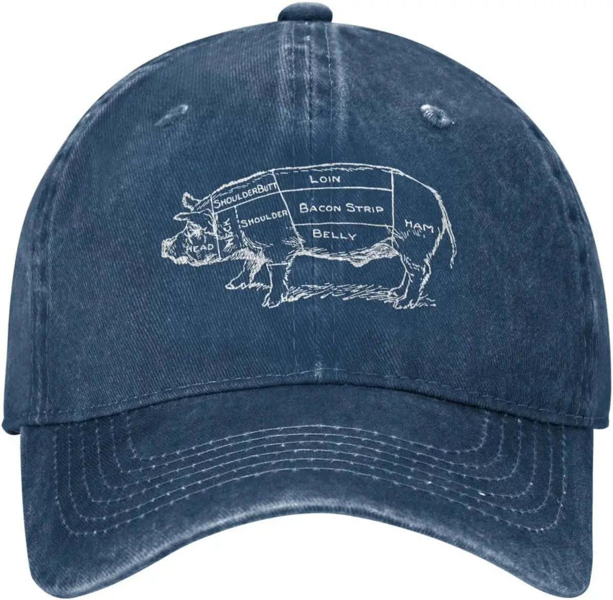 Pig Butcher Chart Distressed Cotton Baseball Cap