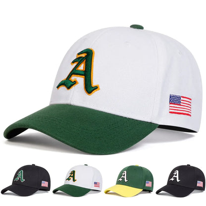 Gothic Letter A American Flag Baseball Cap