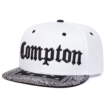 COMPTON Letter Embroidered Hip Hop Snapback Cap