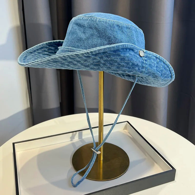 Unisex Vintage Washed Denim Bucket Hat
