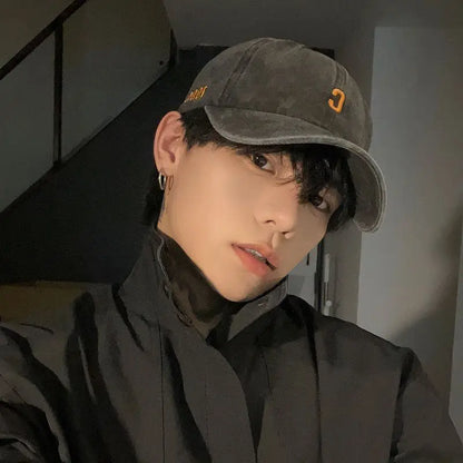 Vintage Washed Cotton Letter Ponytail Baseball Cap
