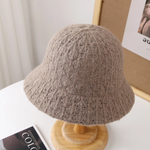 Vintage French Knit Round Top Bucket Hat