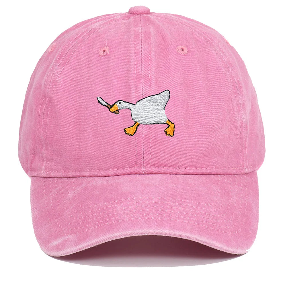 White Goose Embroidered Adjustable Baseball Cap
