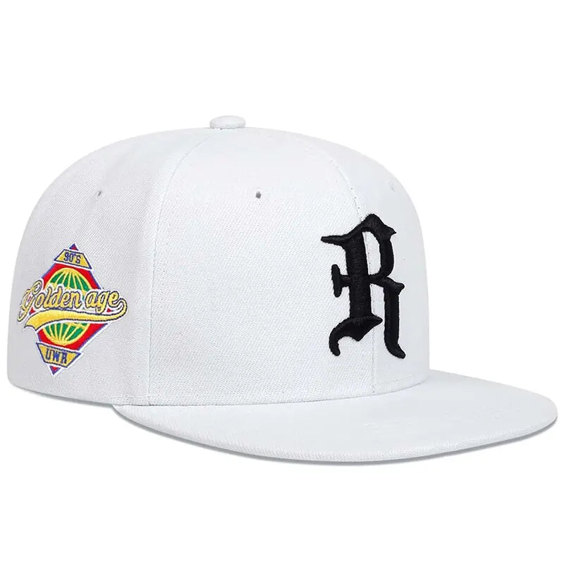 Gothic Letter R Embroidery Snapback Cap