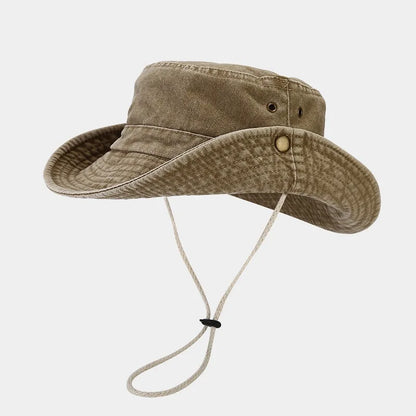 Washed Distressed Large Brim Bucket Hat