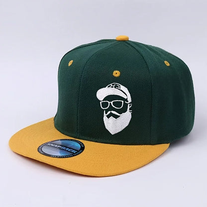 Bearded Grandpa Flat Brim Baseball Cap