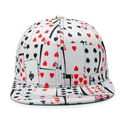 Poker Card Print Hip Hop Cap