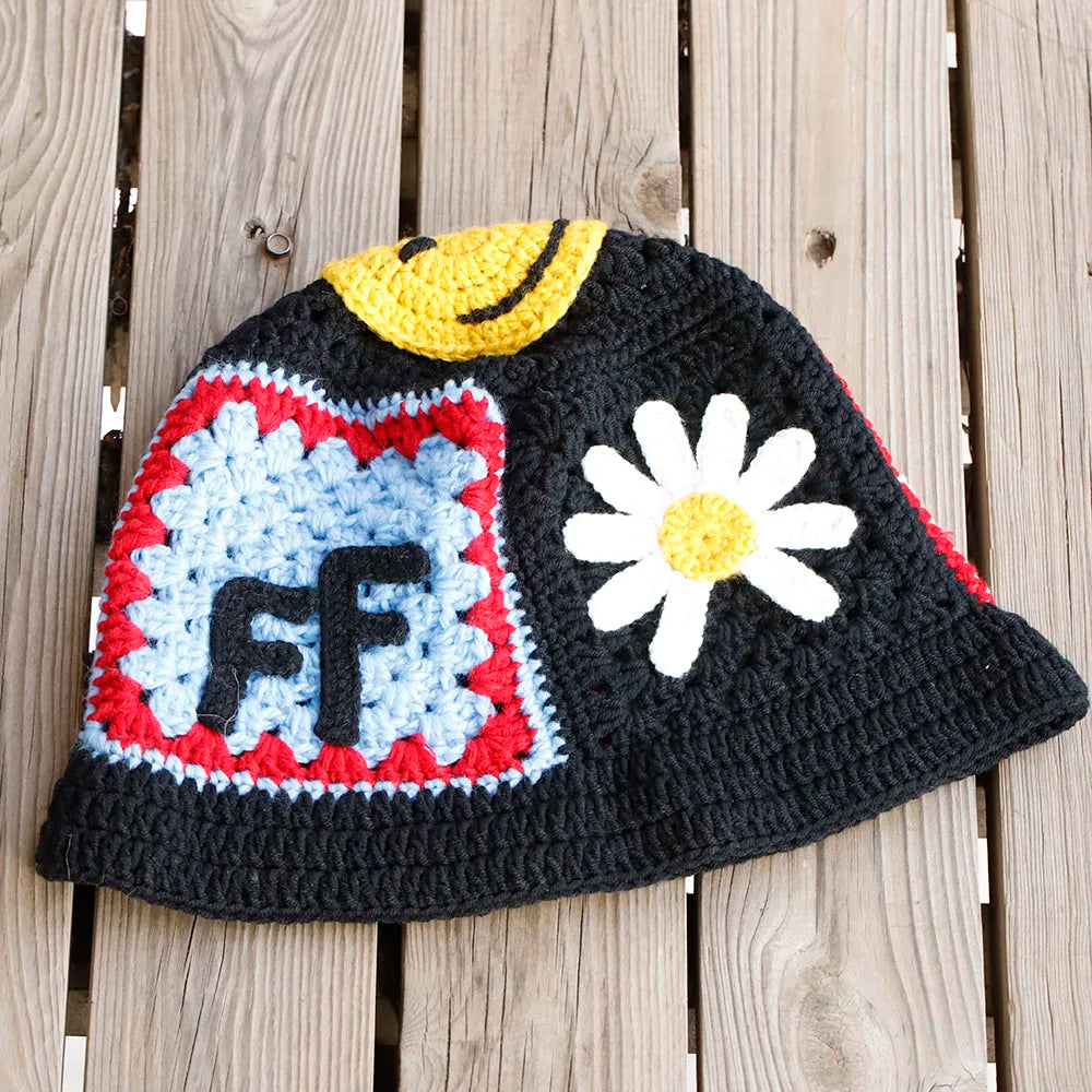 Colorful Gradient Flower Knitted Wool Bucket Hat