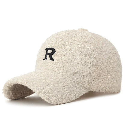 Letter R Lamb Wool Duckbill Cap
