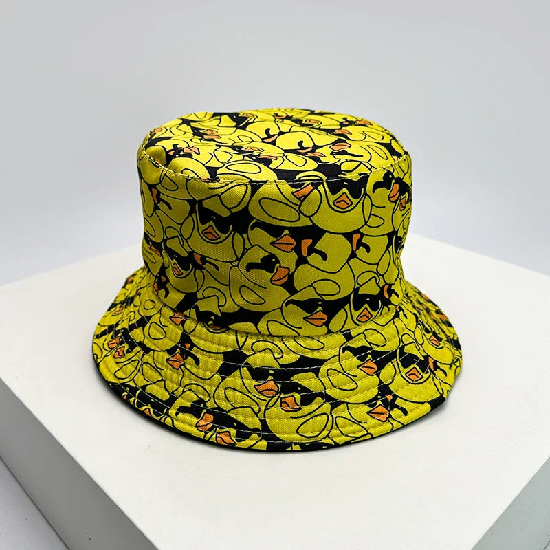 New Unisex Print Yellow Duck Bucket Hats