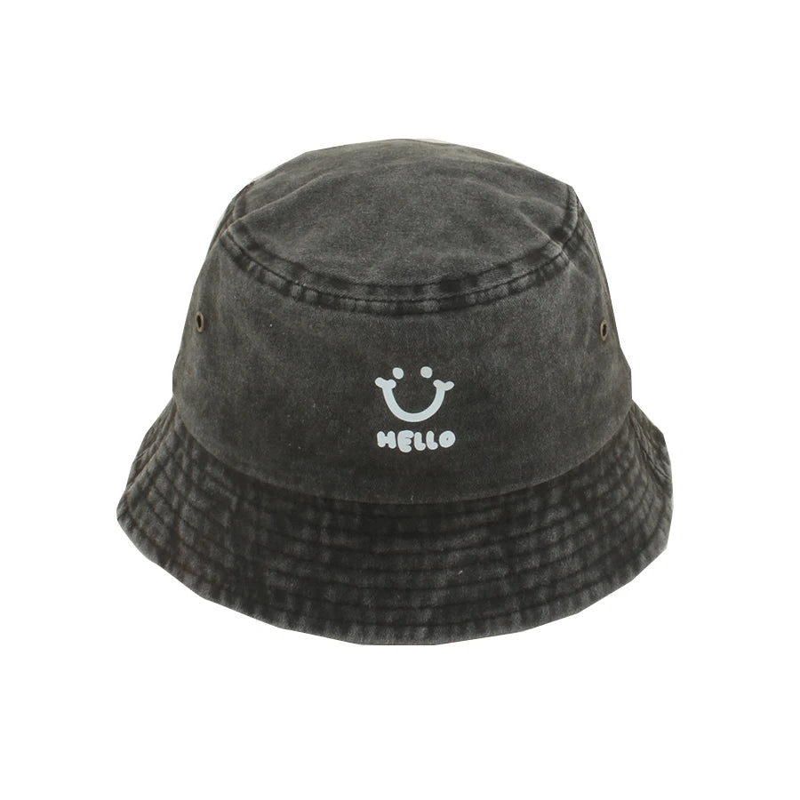 Kids Smiling Face Cotton Summer Bucket Hat