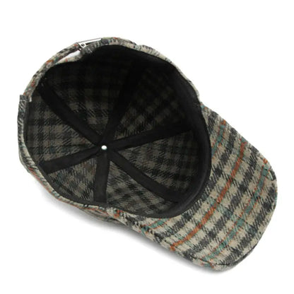 Elegant Plaid Fleece Warm Retro Snapback Cap