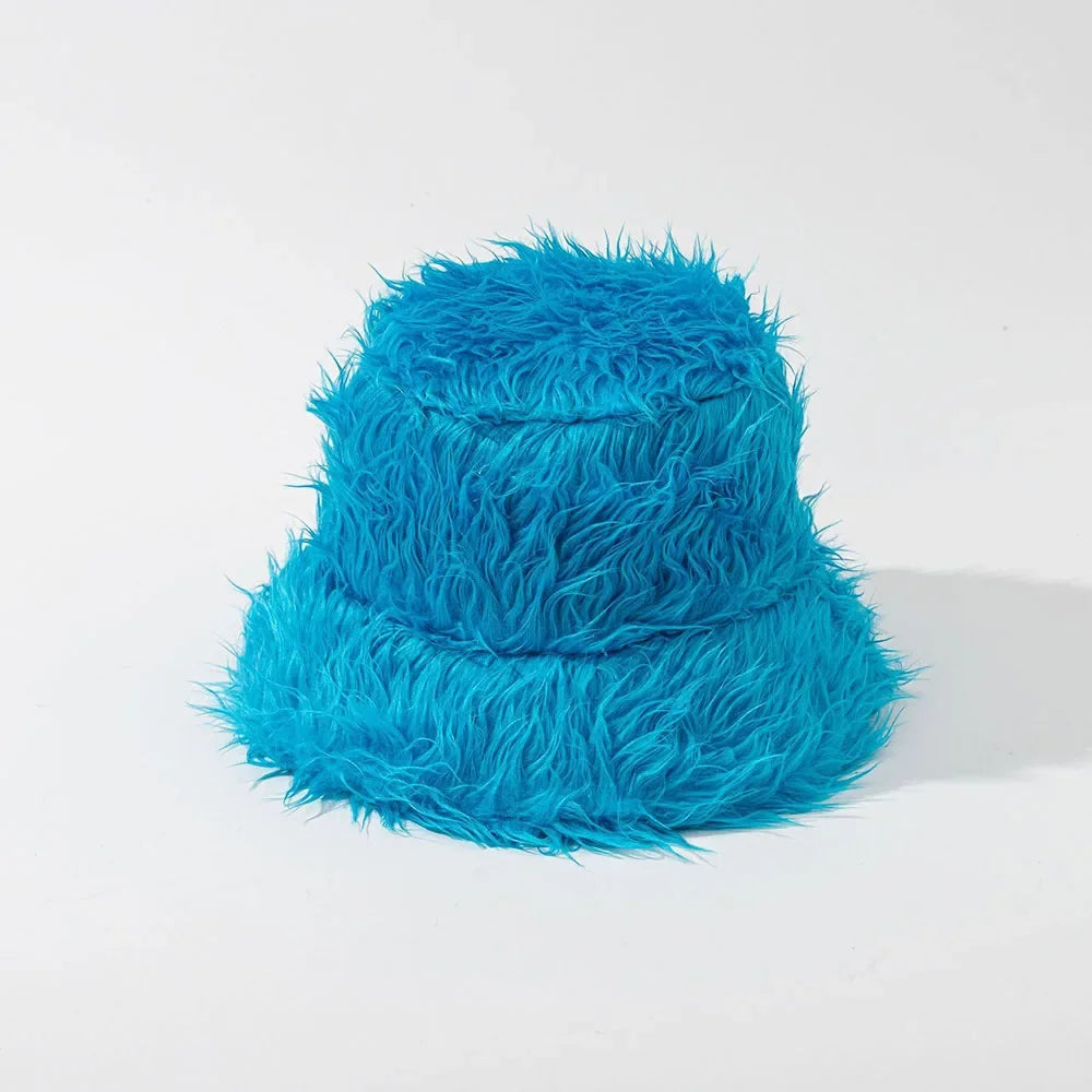 Leopard Fur Plush Autumn Winter Bucket Hat