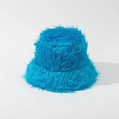 Leopard Fur Plush Autumn Winter Bucket Hat