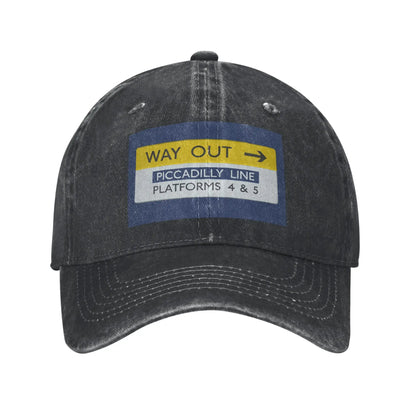 London Underground Way Out Denim Baseball Cap