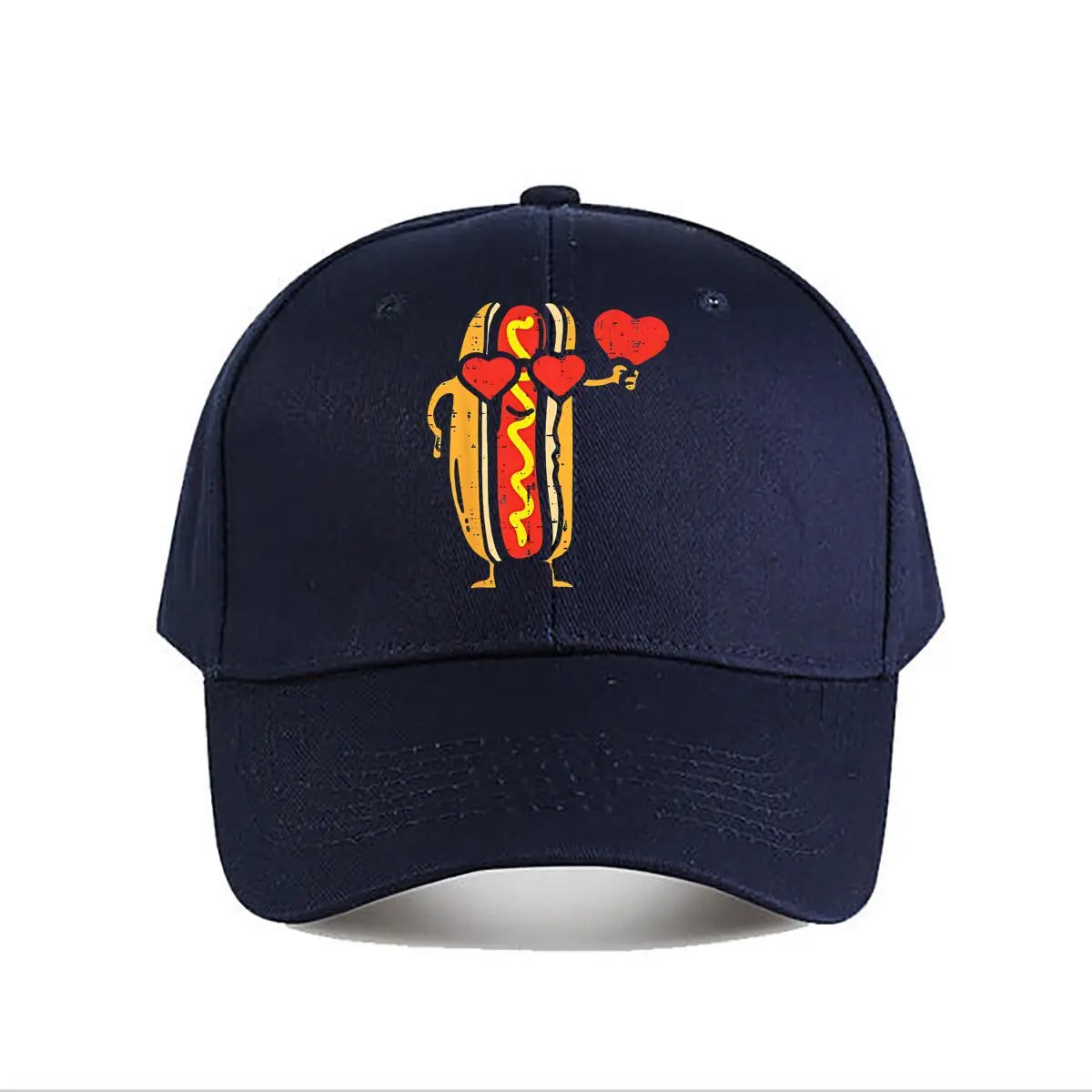 Distressed Hot Dog Heart Valentine Baseball Cap