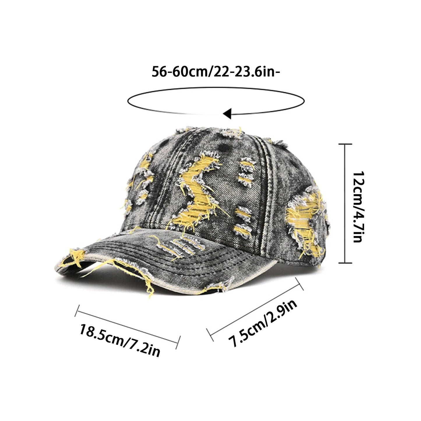 Retro Frayed Denim Adjustable Distressed Baseball Cap