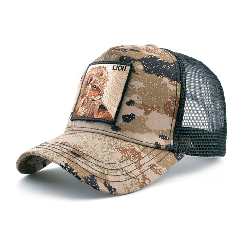 Camouflage Lion Embroidered Baseball Cap