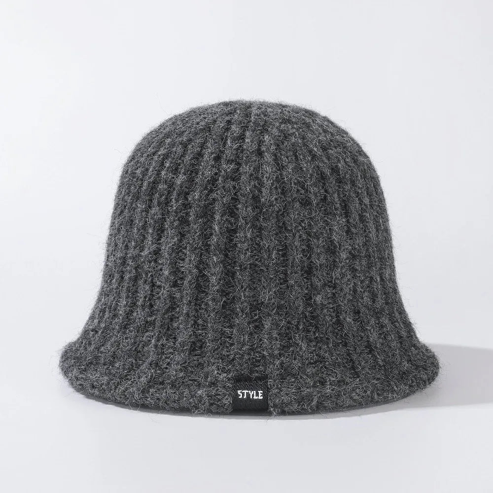 Striped Knit Big Head Bucket Hat