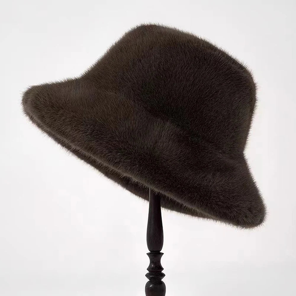 Y2K Faux Fur Fluffy Bucket Hat