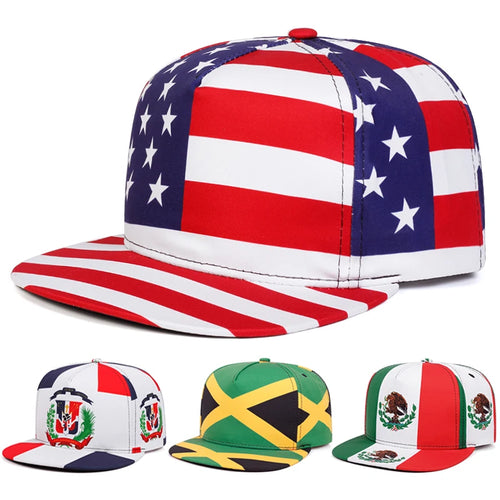 National Flag Print Flat Brim Hip Hop Cap