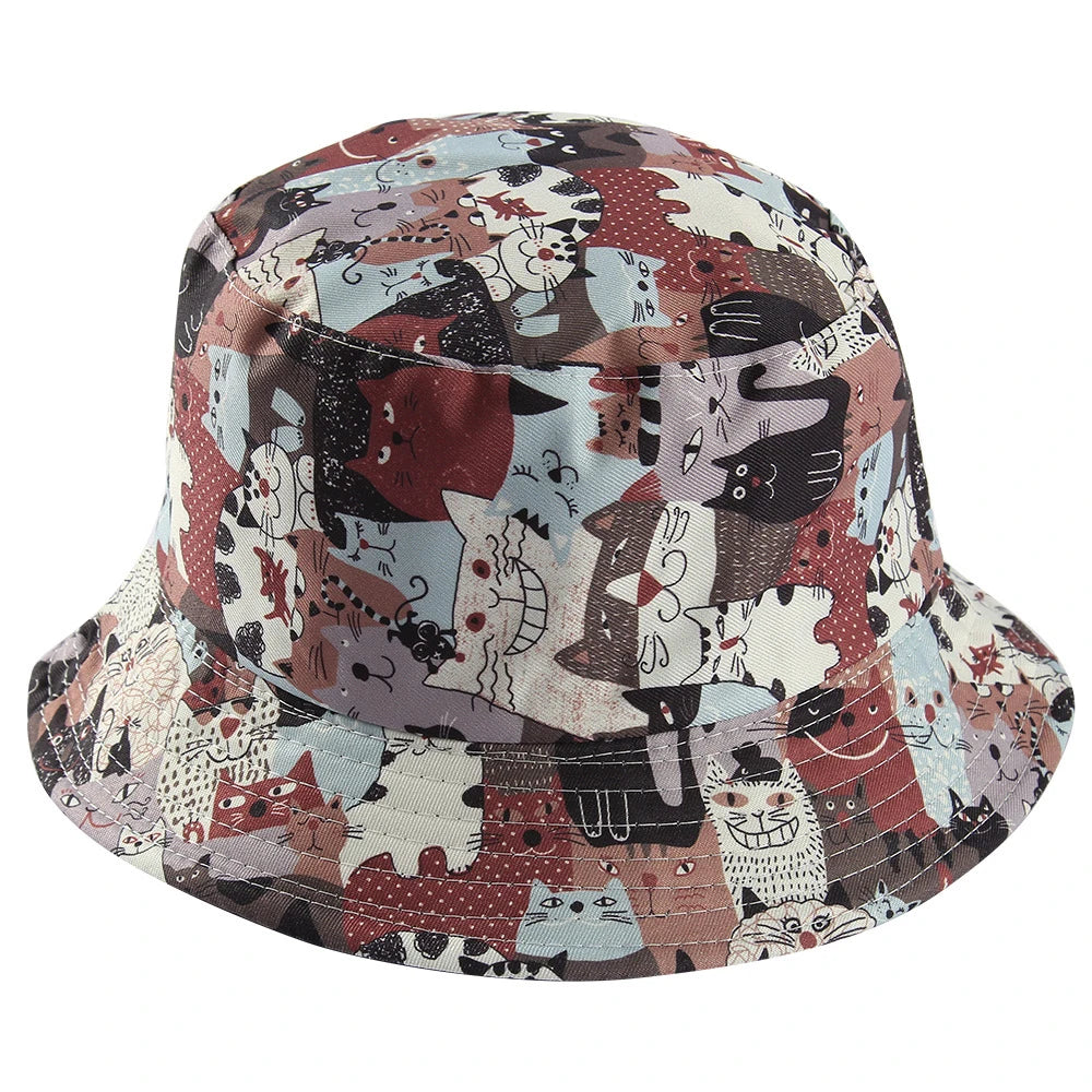 Cute Panda Cat Double-Sided Bucket Hat