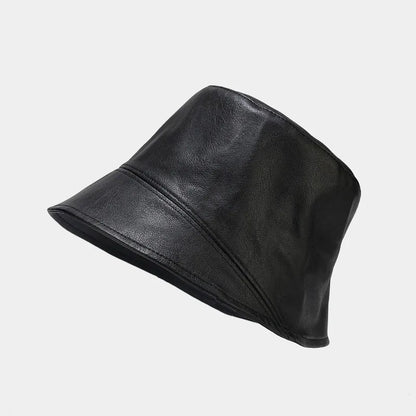 PU Solid Color Bucket Hat for Women and Girls