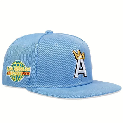 A Letter Crown Embroidery Snapback Cap