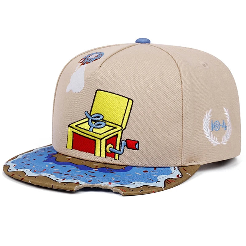 Doughnut Record Flat Brim Snapback Cap