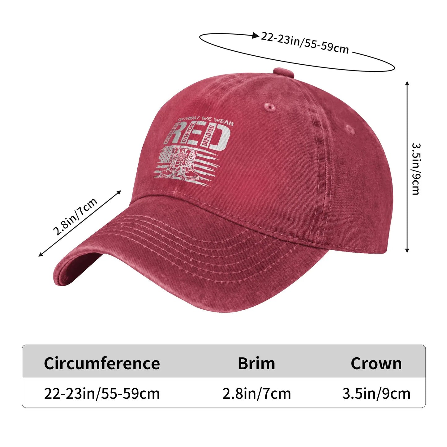 Friday Red Military Support Flag Baseball Cap