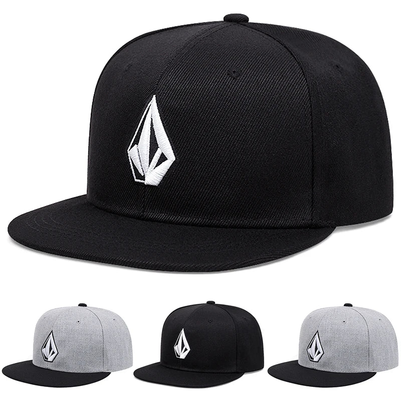 Unisex Flat Brim Diamond Embroidery Hip Hop Baseball Cap