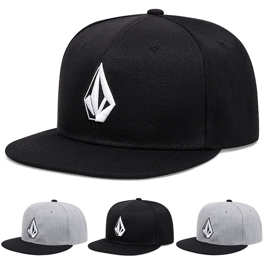 Unisex Flat Brim Diamond Embroidery Hip Hop Baseball Cap