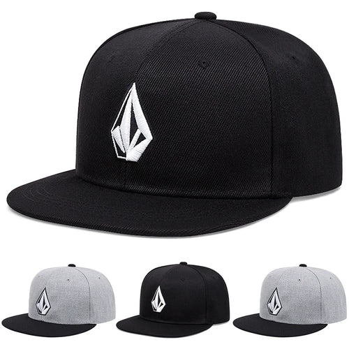 Diamond Embroidery Flat Brim Street Snapback Cap